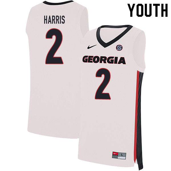 2020 Youth #2 Jordan Harris Georgia Bulldogs College Basketball Jerseys Sale-White - Click Image to Close